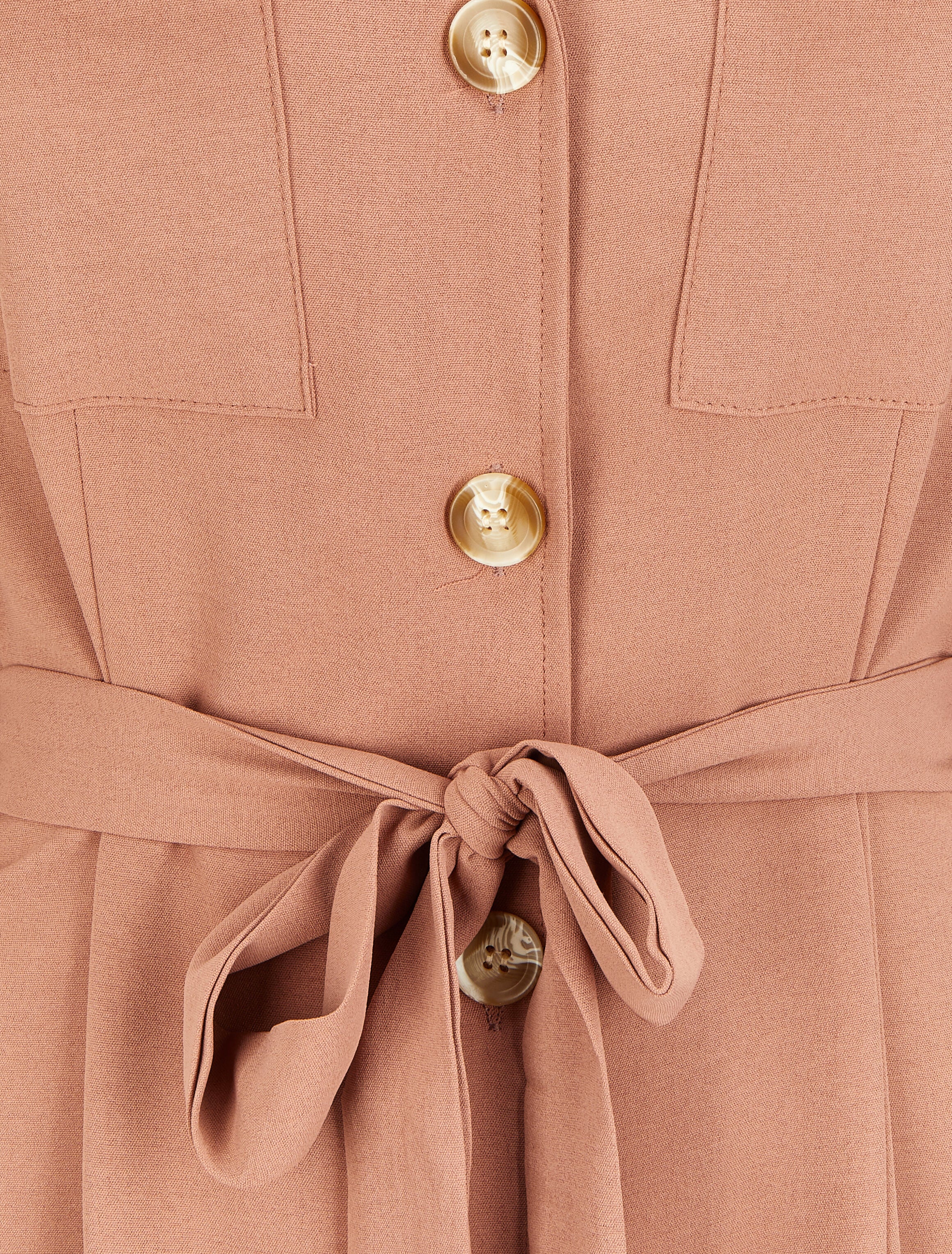 Robe chemise mi-longue à poches à rabats - Rose poudré - 3