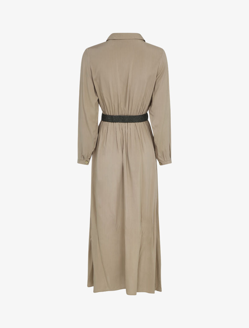 Robe longue à plis accordéons - Beige - 2