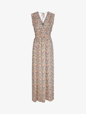 Robe longue à imprimé fleurs du printemps - Orange - 1