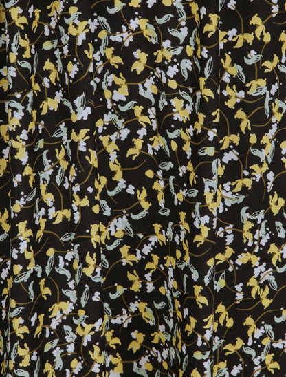 Robe longue à fleurs graphiques et à fines broderies - Noir - 4
