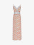 Robe longue fleurie et à fines broderies - Orange - 1