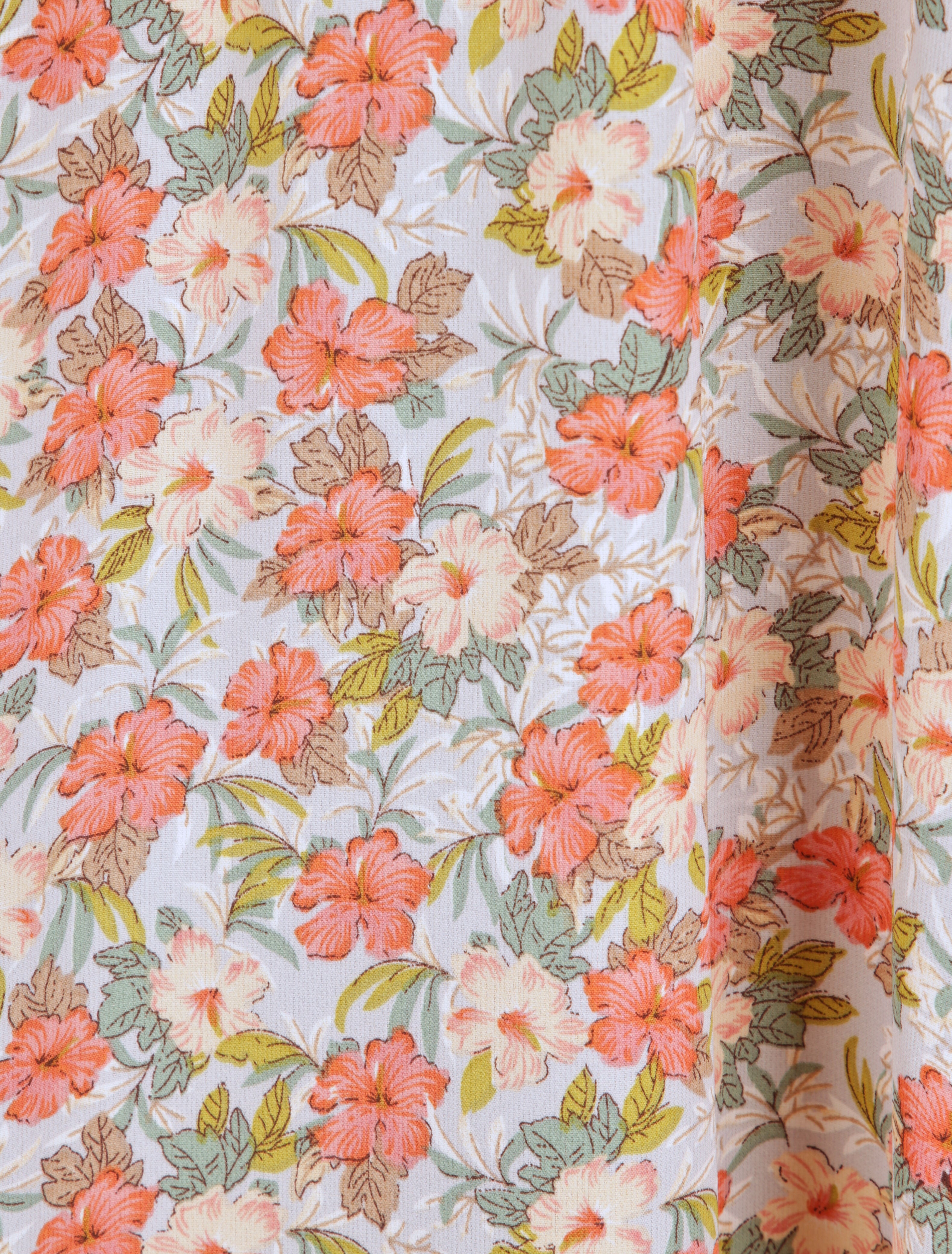 Robe longue fleurie et à fines broderies - Orange - 4