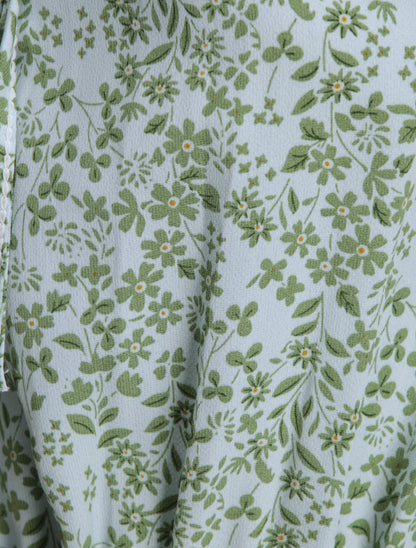 Robe longue à motifs fleuris et taille brodée - Bleu ciel - 4