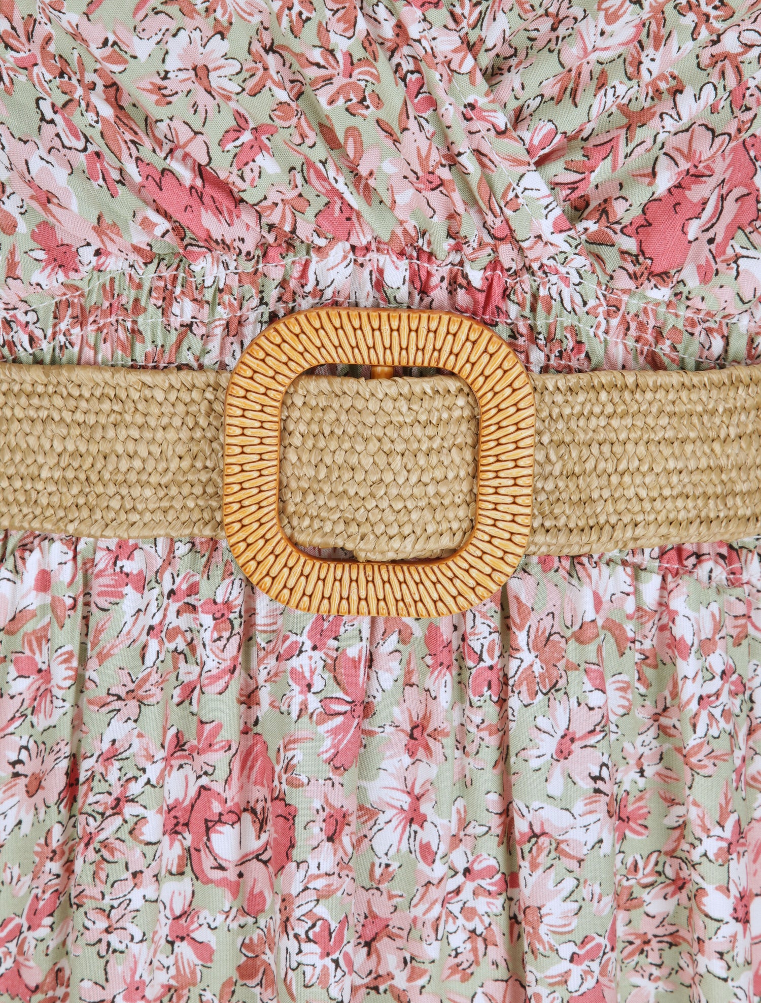 Robe longue à imprimé paquerettes - Rose/vert amande - 3