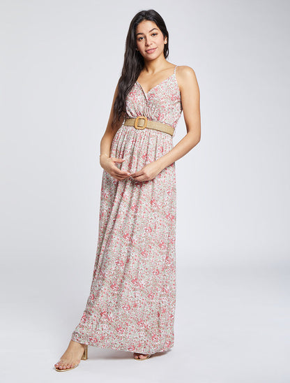 Robe longue à imprimé paquerettes - Rose/vert amande - 5
