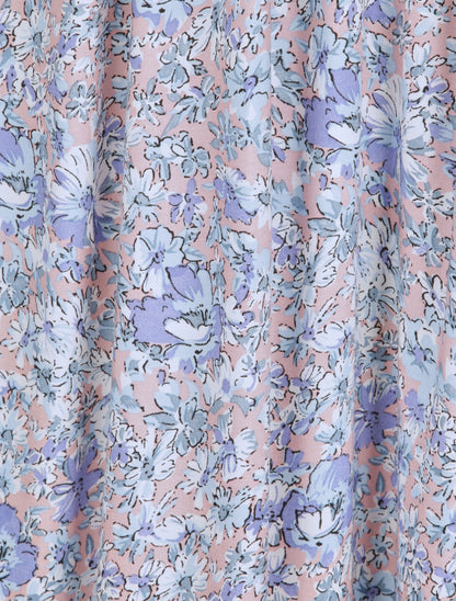 Robe longue à imprimé paquerettes - Bleu clair/rose - 4