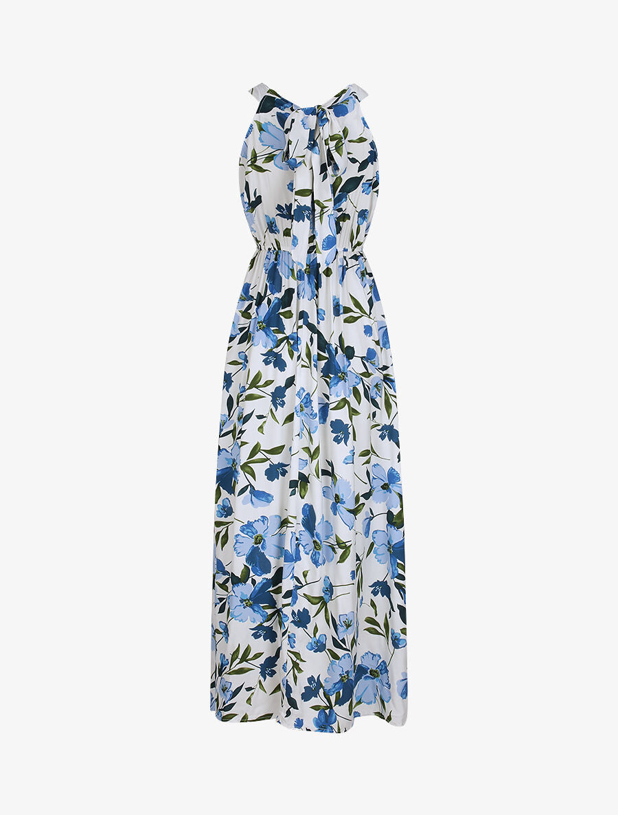 Robe longue imprimée marguerites géantes - Blanc/bleu - 2