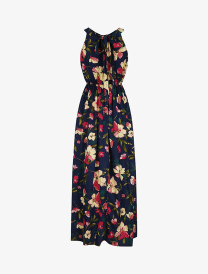 Robe longue imprimée marguerites géantes - Marine/rose - 2