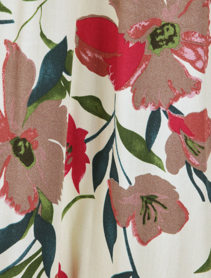 Robe longue imprimée marguerites géantes - Beige/rose foncé - 4