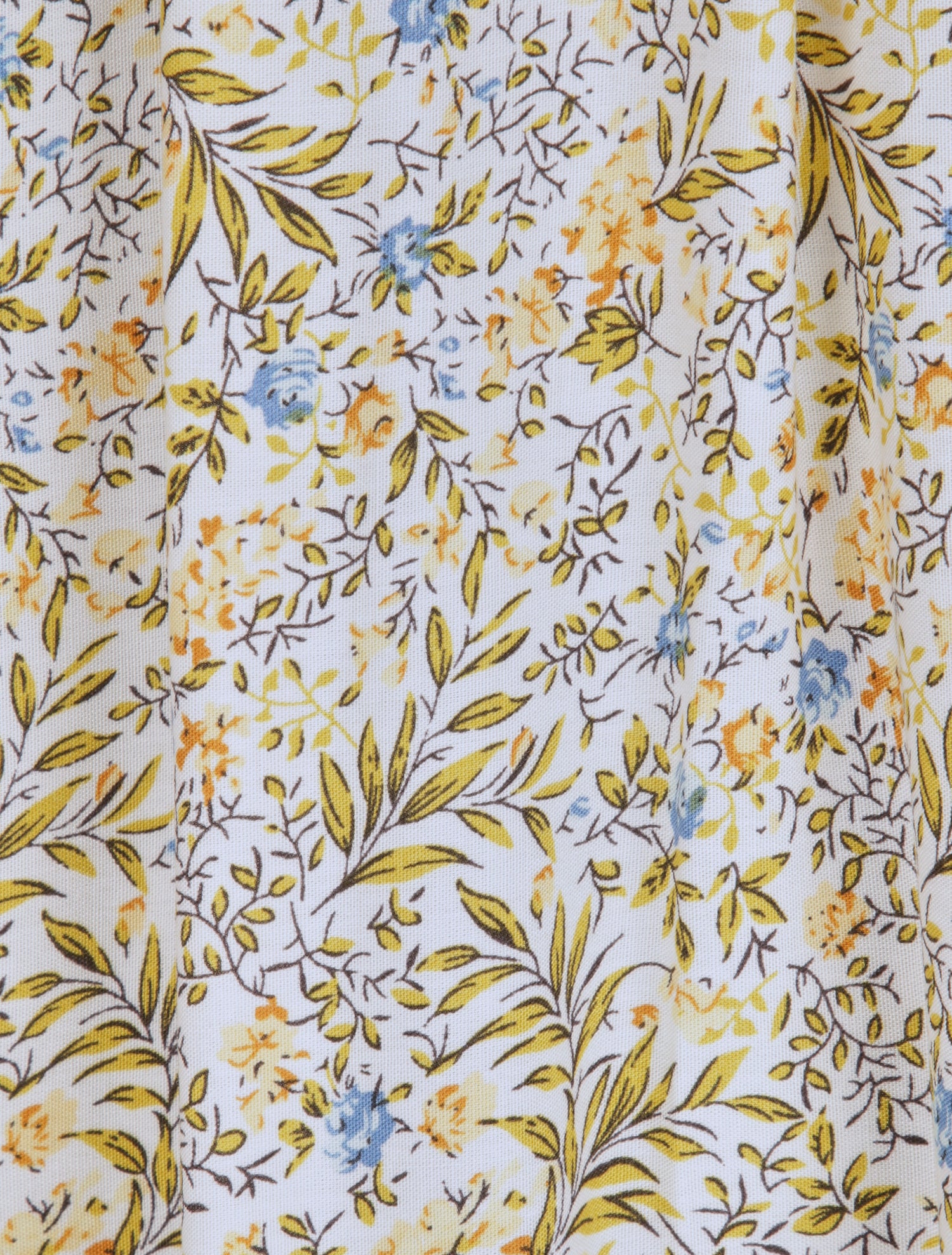 Robe patineuse mi-longue à imprimé fleurs champêtres - Blanc - 4