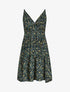 Robe patineuse mi-longue à imprimé fleurs champêtres - Noir - 1