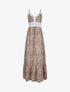 Robe longue imprimé petites fleurs à col V en dentelle - Beige - 5