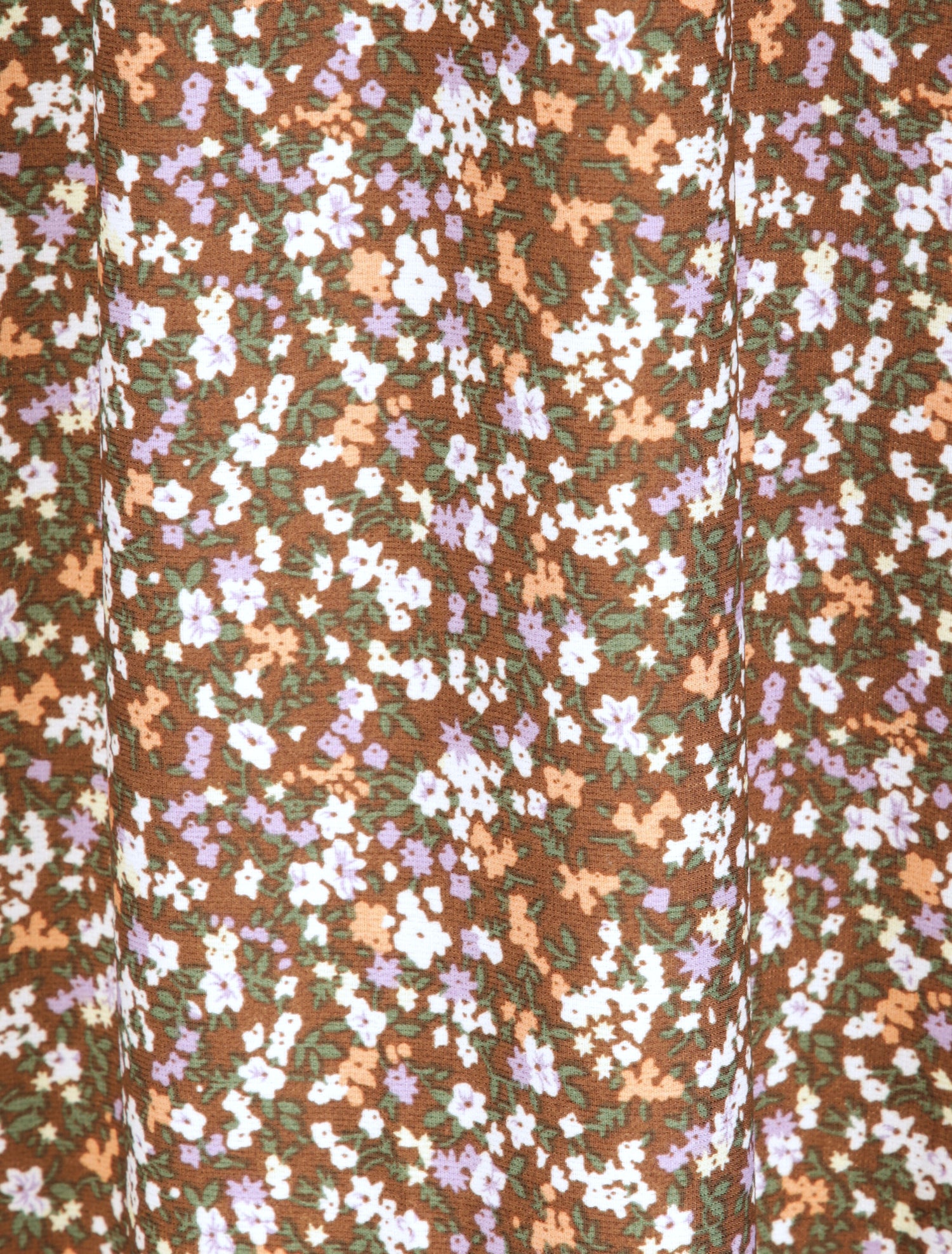 Robe longue imprimé petites fleurs à col V en dentelle - Marron - 4