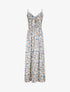 Robe longue imprimé multi-fleurs coupe empire - Blanc - 1
