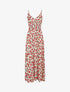 Robe longue empire imprimé fleurs tropicales à bretelles à perles - Blanc - 1