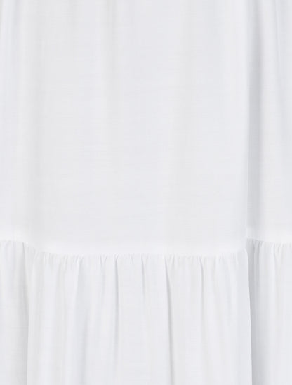 Robe longue empire unie à bretelles à perles - Blanc - 3