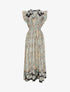 Robe longue empire satinée imprimé cachemire stylisé - Noir - 1