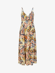 Robe longue imprimé foulard - Beige/kaki - 4