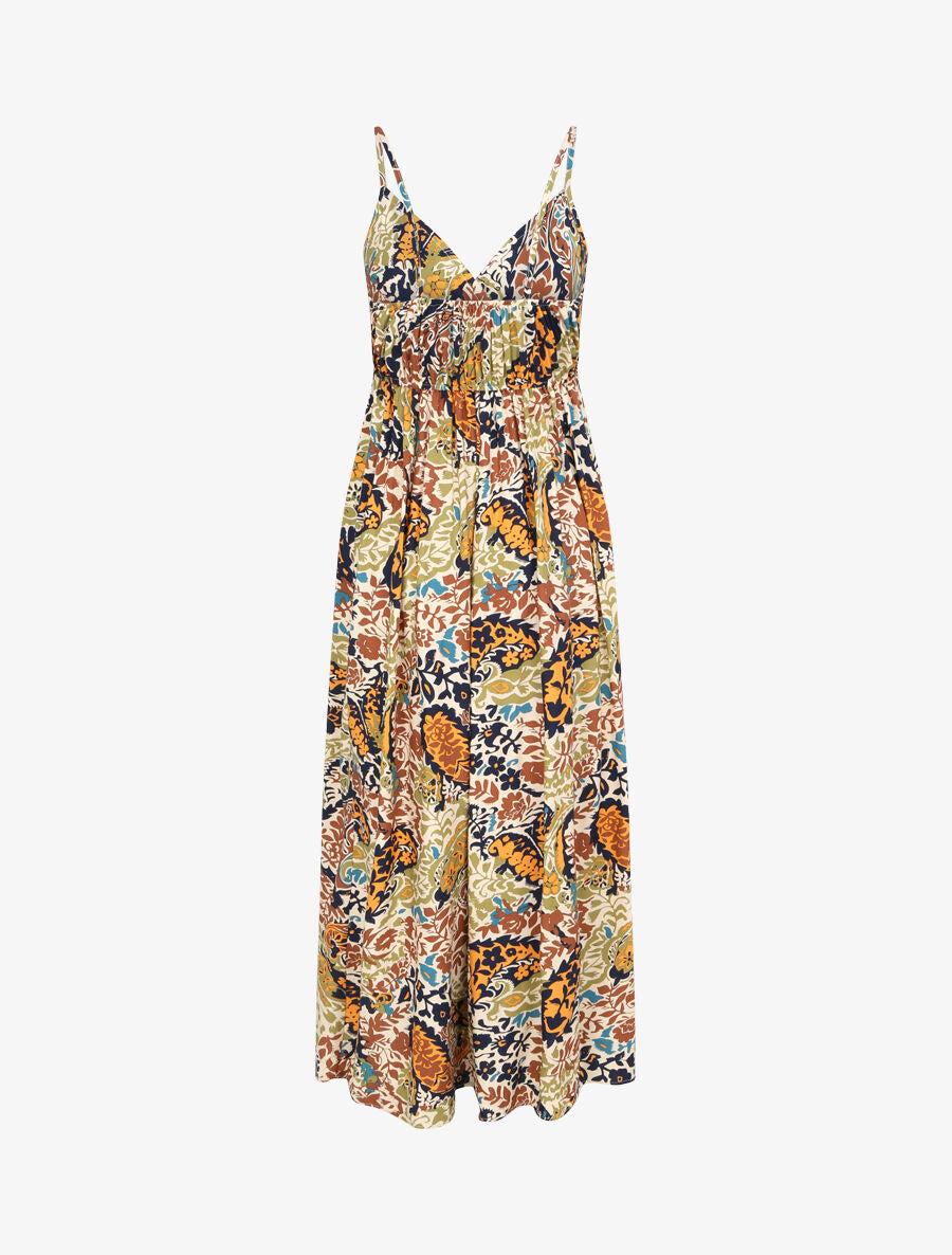 Robe longue imprimé foulard - Beige/kaki - 2