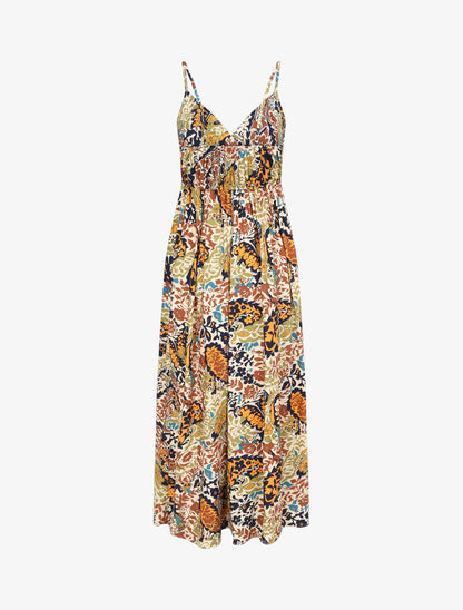Robe longue imprimé foulard - Beige/kaki - 2