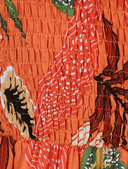 Robe patineuse imprimé feuilles exotiques - Orange - 3