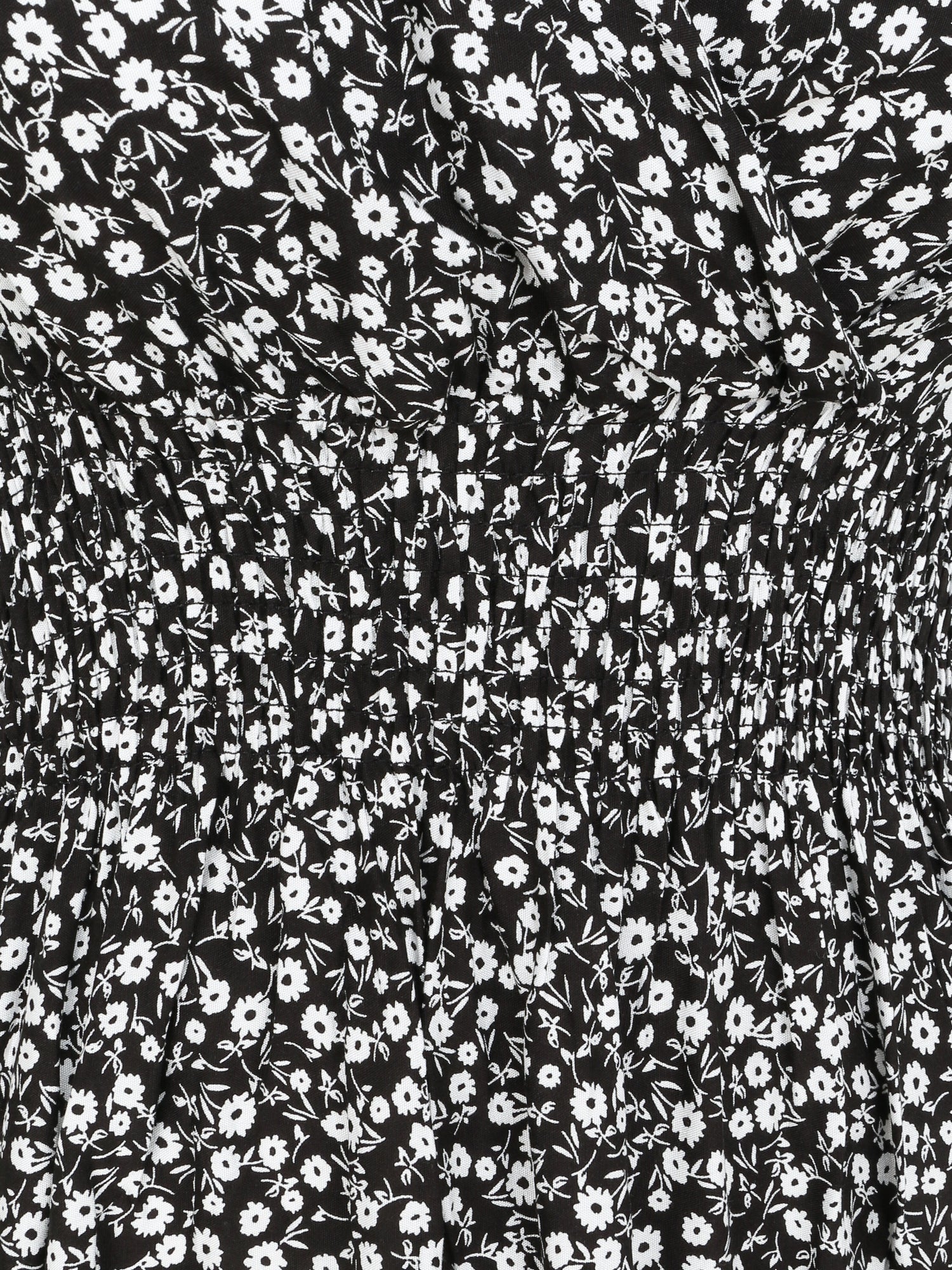 Robe longue cintrée imprimé petites fleurs - Noir - 3