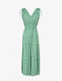 Robe longue cintrée imprimé petites fleurs - Vert - 1