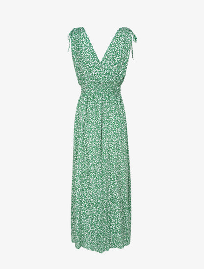 Robe longue cintrée imprimé petites fleurs - Vert - 2