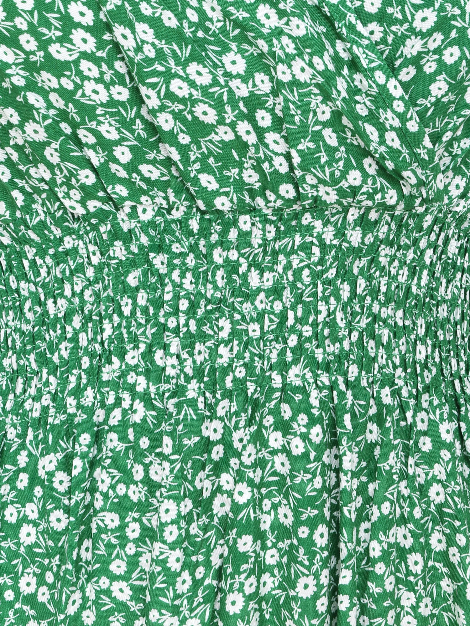 Robe longue cintrée imprimé petites fleurs - Vert - 3