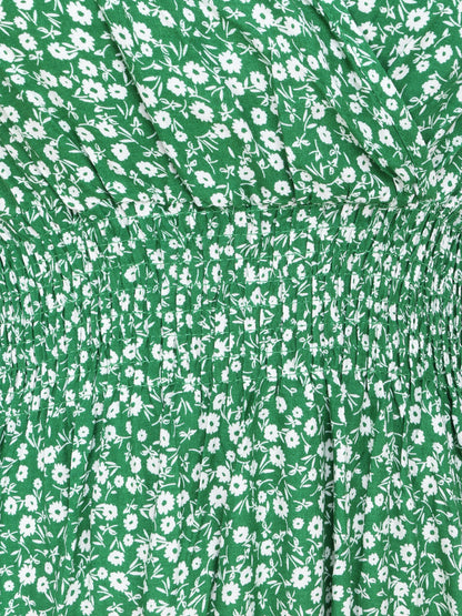 Robe longue cintrée imprimé petites fleurs - Vert - 3
