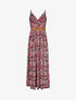 Robe longue empire à bretelles et imprimé fleurs abstraites - Noir - 4