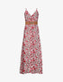 Robe longue empire à bretelles et imprimé fleurs abstraites - Blanc - 1