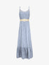 Robe longue à col à détail tulle - Bleu - 6