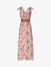 Robe longue empire à col cache-coeur imprimé bouquet fleuri - Rose - 5