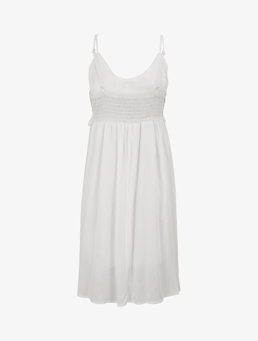 Robe à col V à détail crochet - Blanc - 2