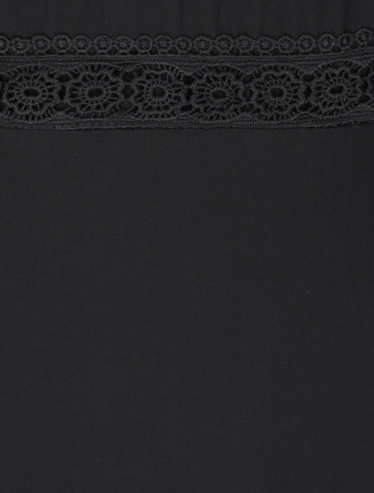 Robe longue évasée unie à taille en crochet - Noir - 3