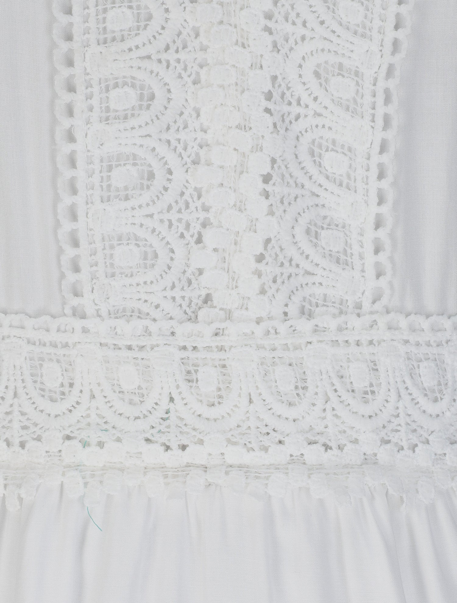 Robe longue évasée unie à col en crochet - Blanc - 3