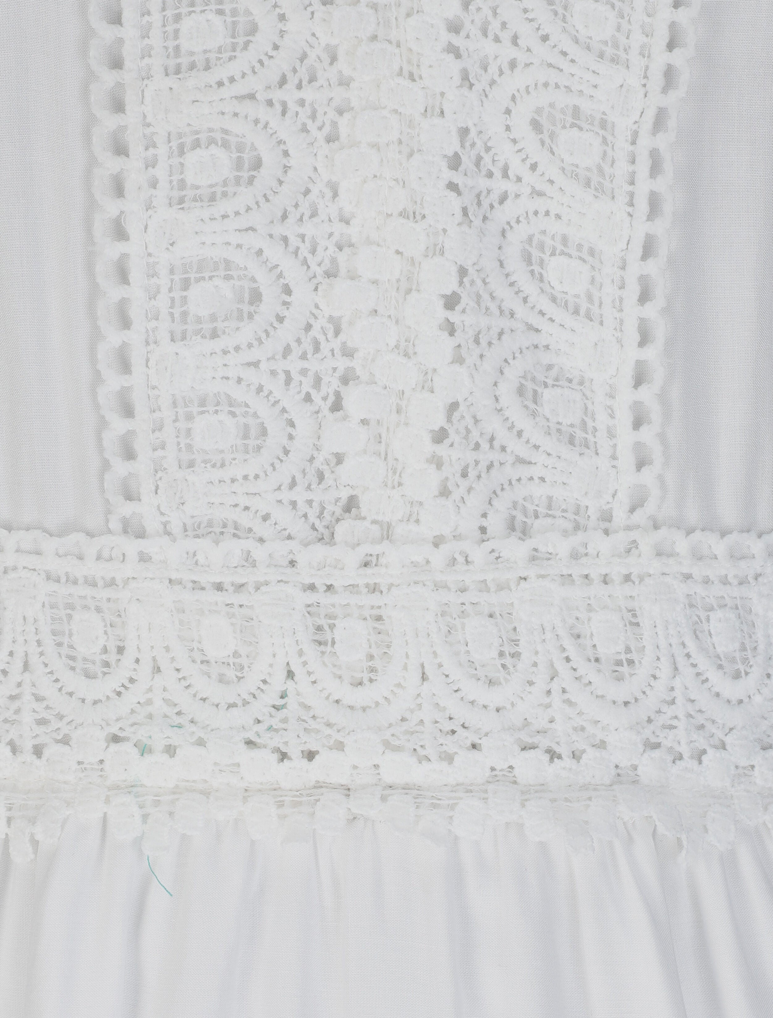 Robe longue évasée unie à col en crochet - Blanc - 3