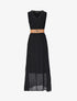 Robe longue empire unie en plumetis - Noir - 4