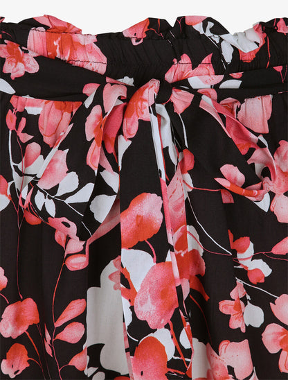 Short fluide motifs pétales de roses - Noir - 3