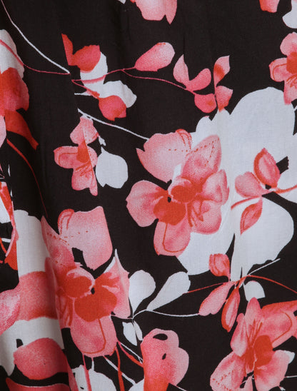 Short fluide motifs pétales de roses - Noir - 4