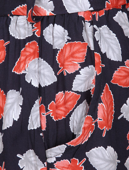 Short fluide imprimé feuilles d&