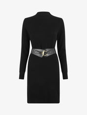 Robe pull courte à col montant - Noir - 1