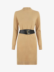 Robe pull courte à col montant - Camel - 5