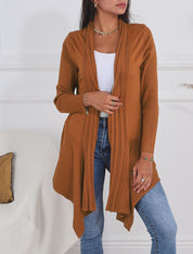Gilet côtelé asymétrique - Camel - 1