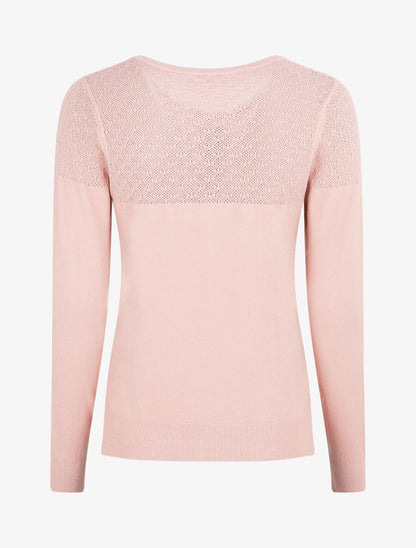 Gilet uni à manches longues - Rose poudré - 2