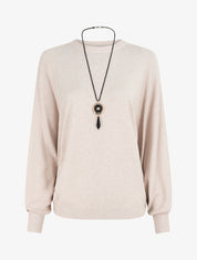 Pull ample à manches côtelés - Beige - 5