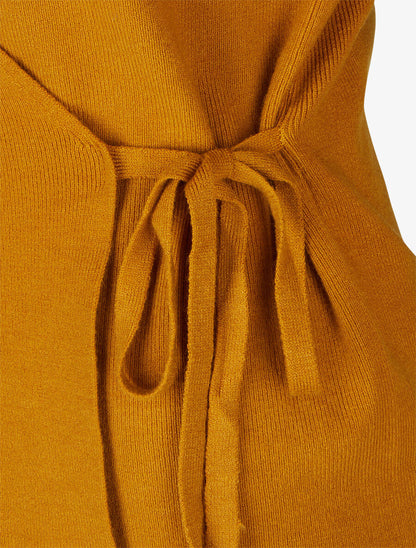 Pull cache-coeur et liens à nouer - Jaune moutarde - 3