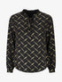 Blouse col V à imprimé dorés - Noir - 5