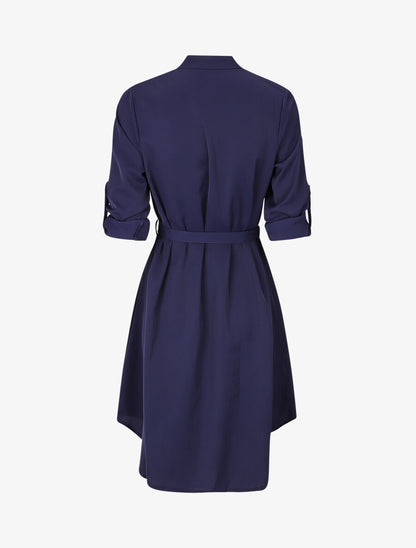 Robe chemise à manches longues et boutons - Marine - 2